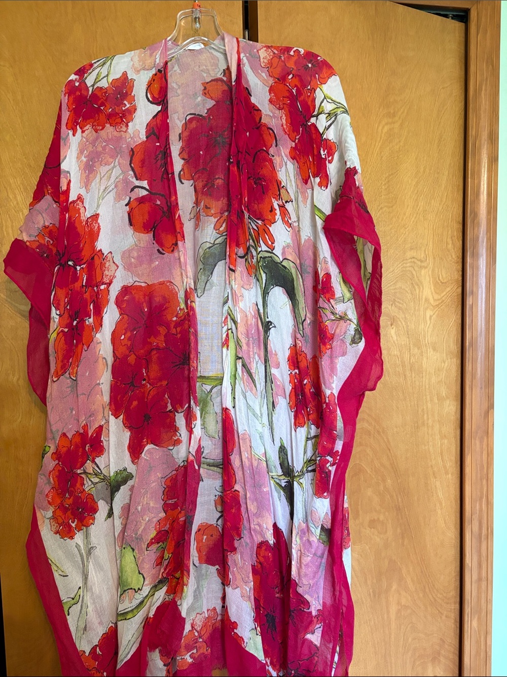 Floral Red Sheer Wrap Scarf
